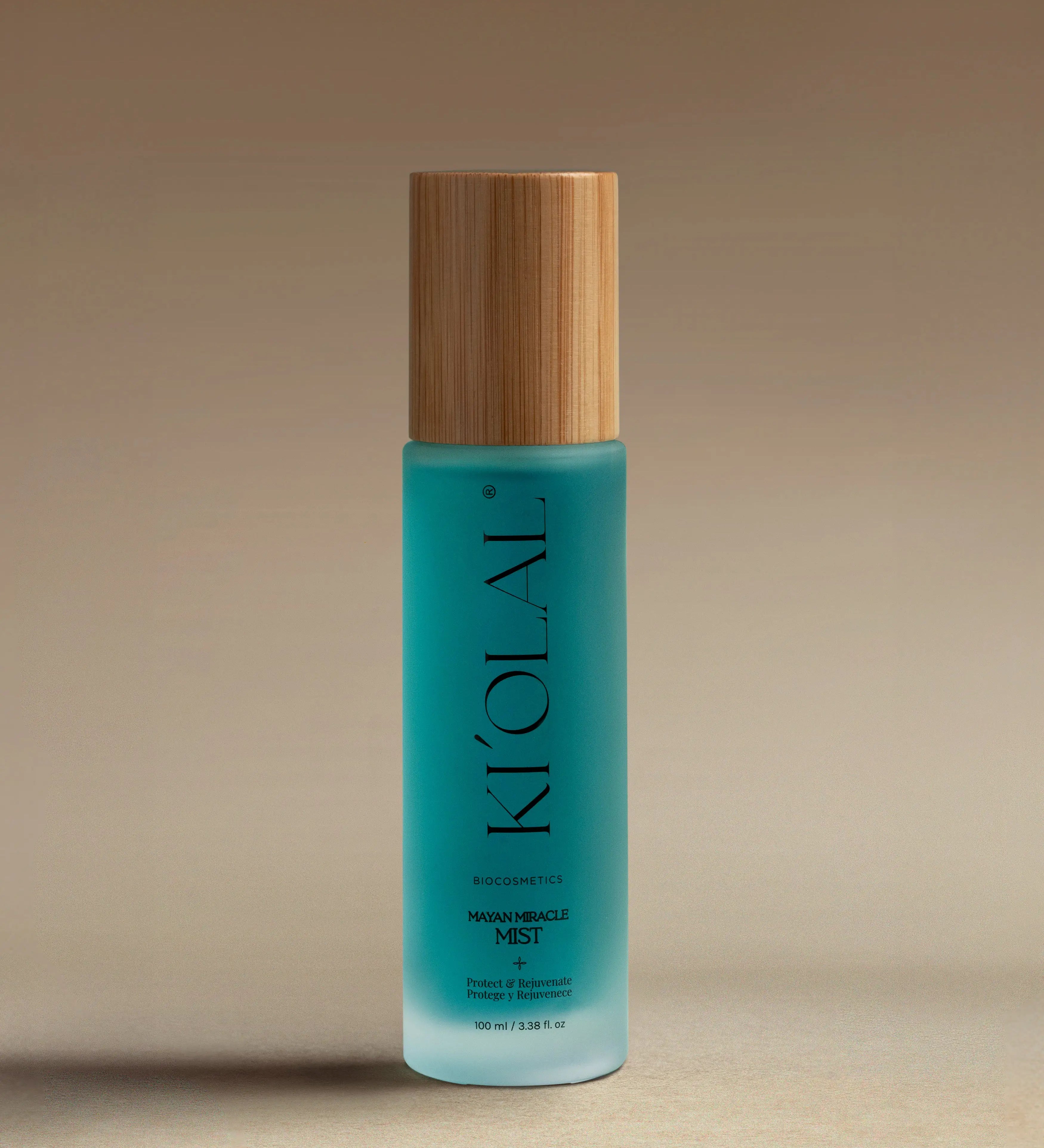 KI'OLAL Miracle Mist bottle in studio lighting, symbolizing hydration