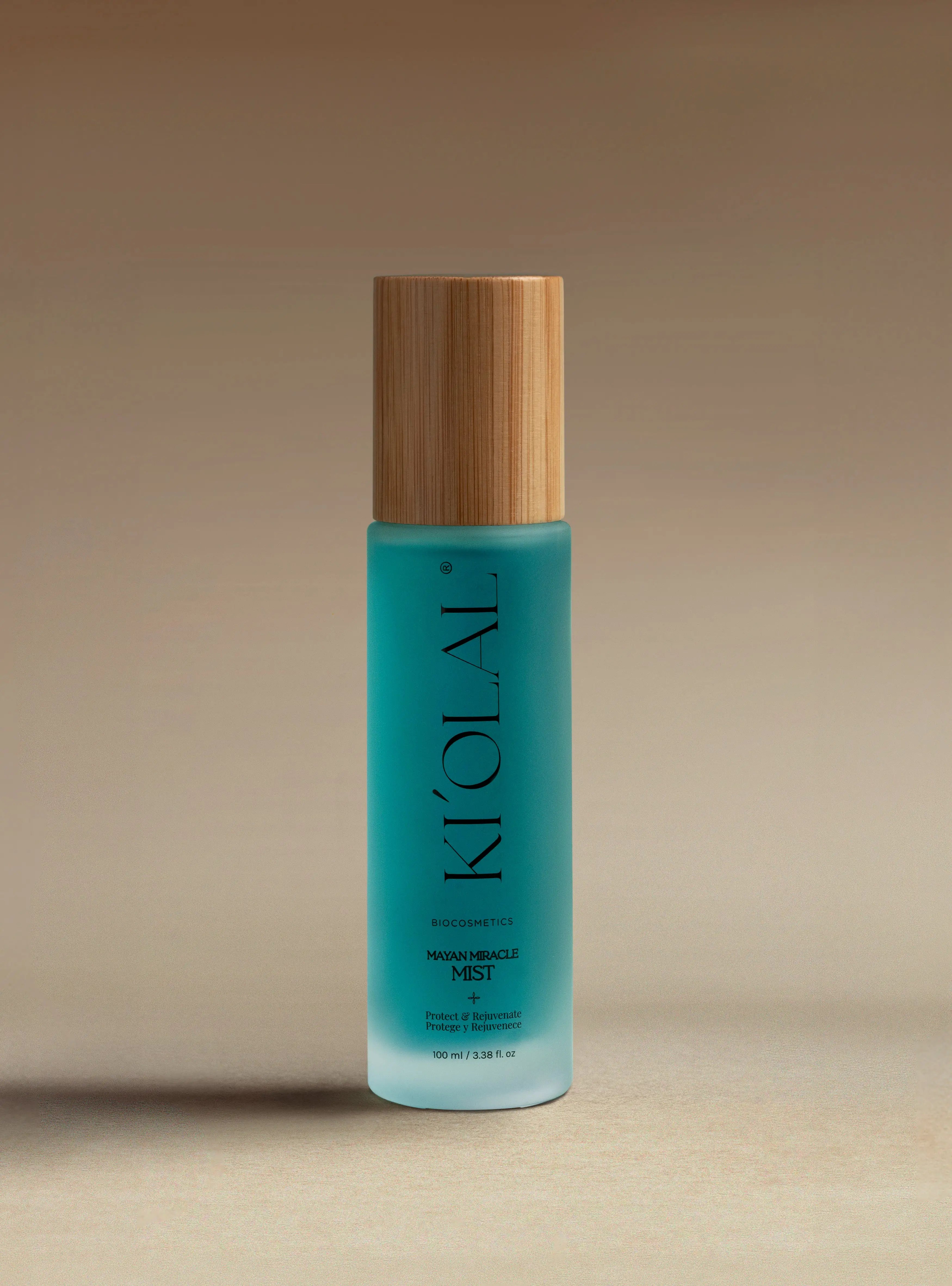 KI'OLAL Miracle Mist bottle in studio lighting, symbolizing hydration