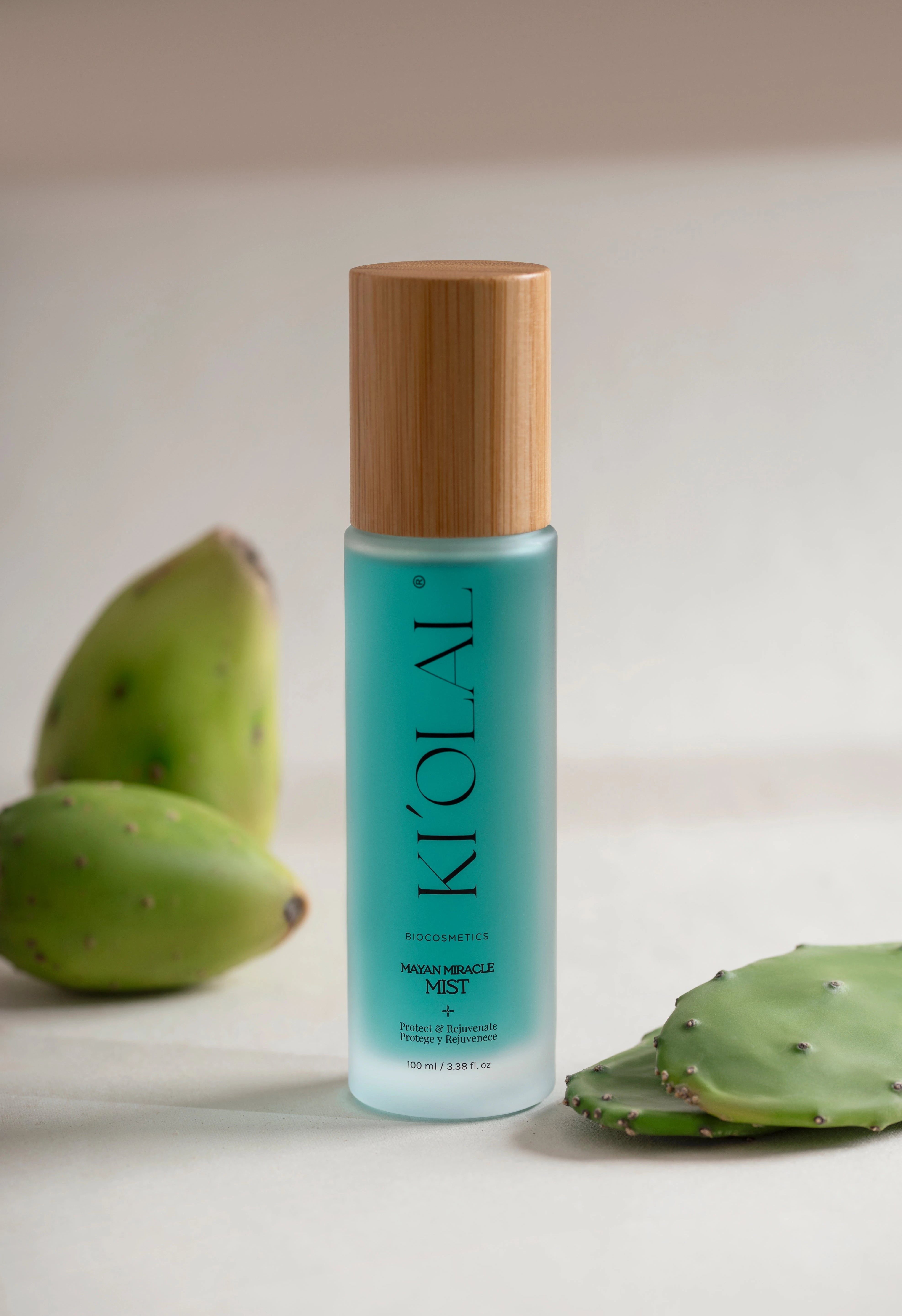 KI'OLAL Miracle Mist bottle with prickly pear cactus fruits