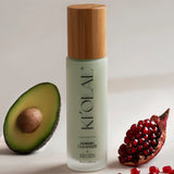 Close-up of KI'OLAL Cleanser with avocado and pomegranate seeds