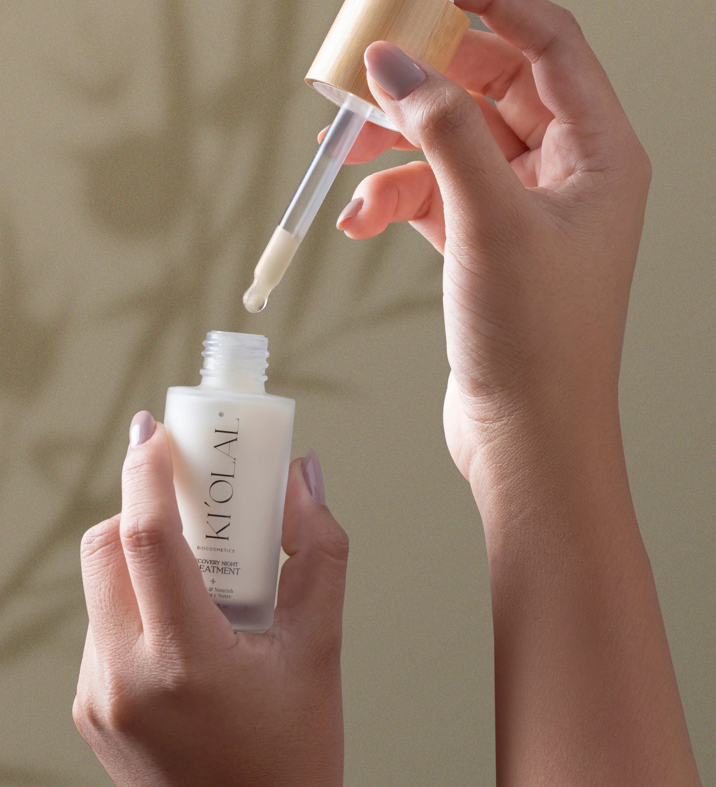 KI'OLAL skincare flat lay in morning light, emphasizing natural beauty