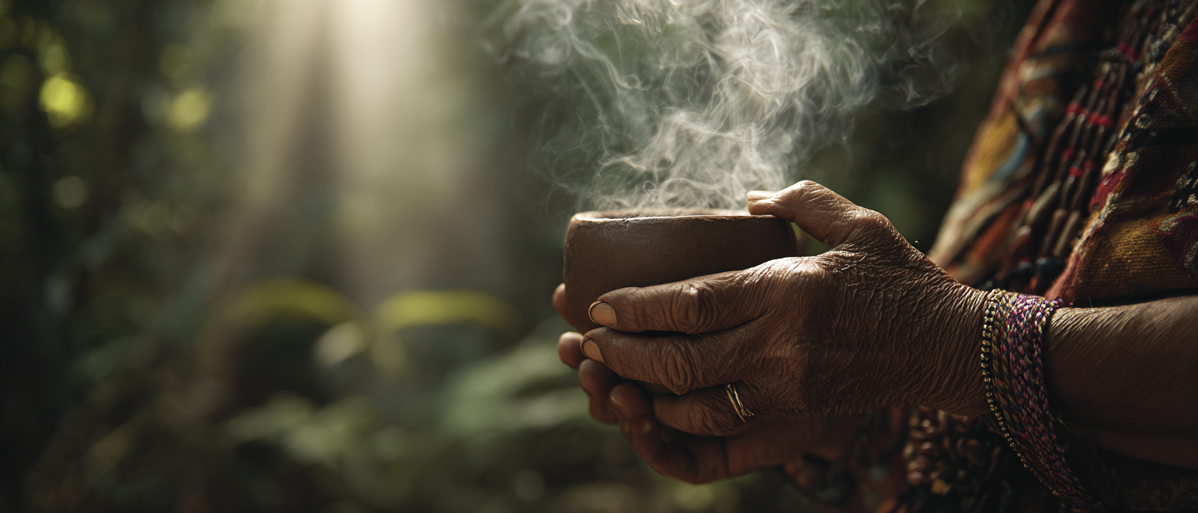 Indigenous hands holding copal — sacred ceremony