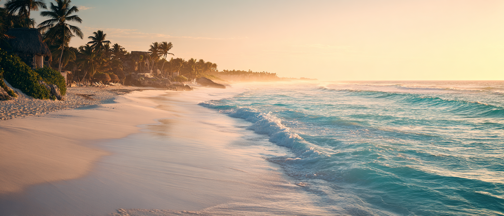 Tulum beach at sunset